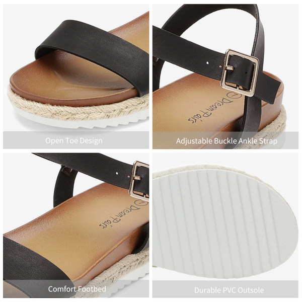 Espadrille Platform Sandals - BLACK PU - 3